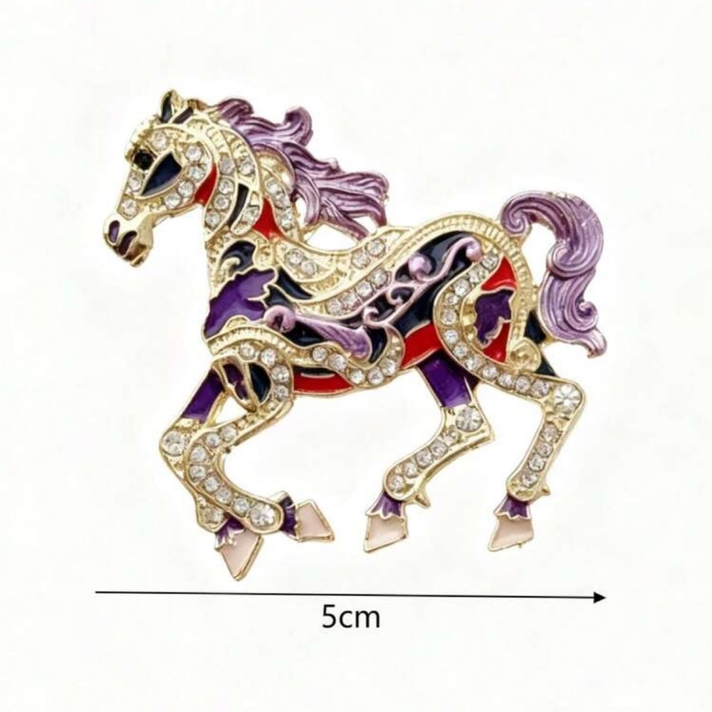 Sparkling Horse Brooch with Purple Accents - Picture 5 of 6